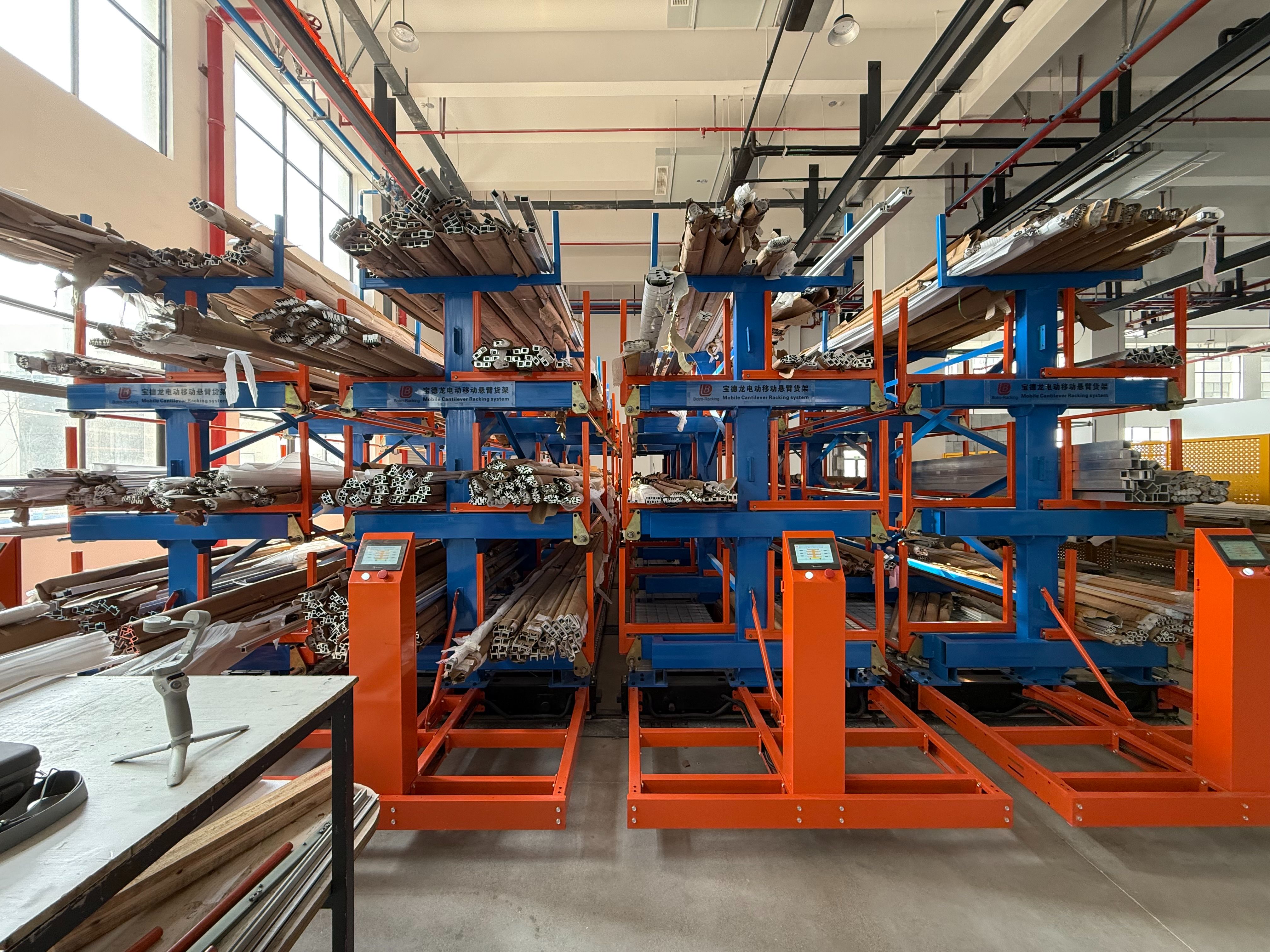 mobile roll out cantilever racking
